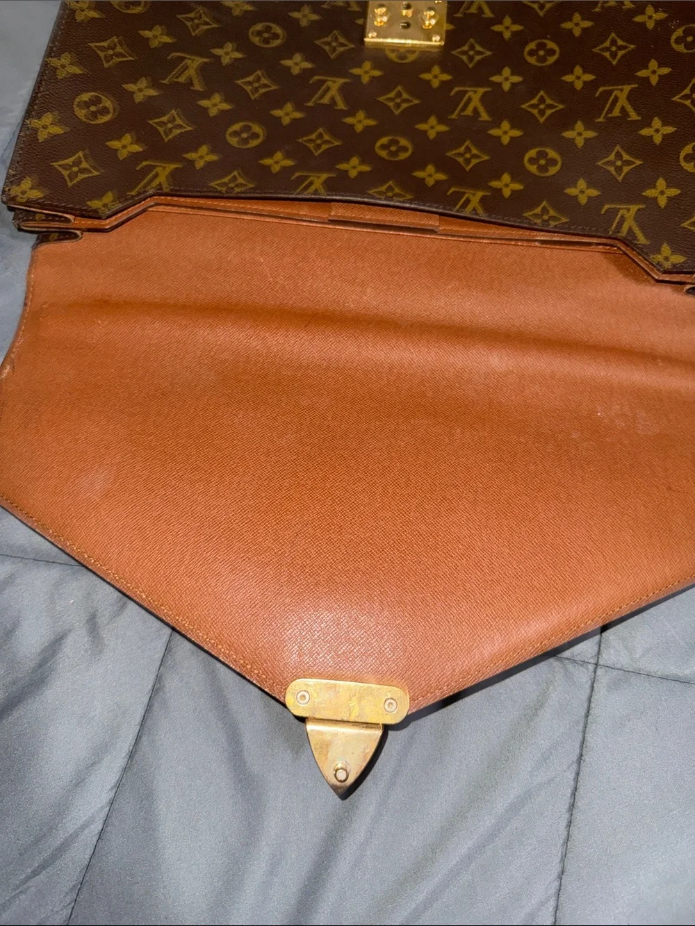 Louis Vuitton Monogram Canvas Briefcase in Brown with Gold Hardware